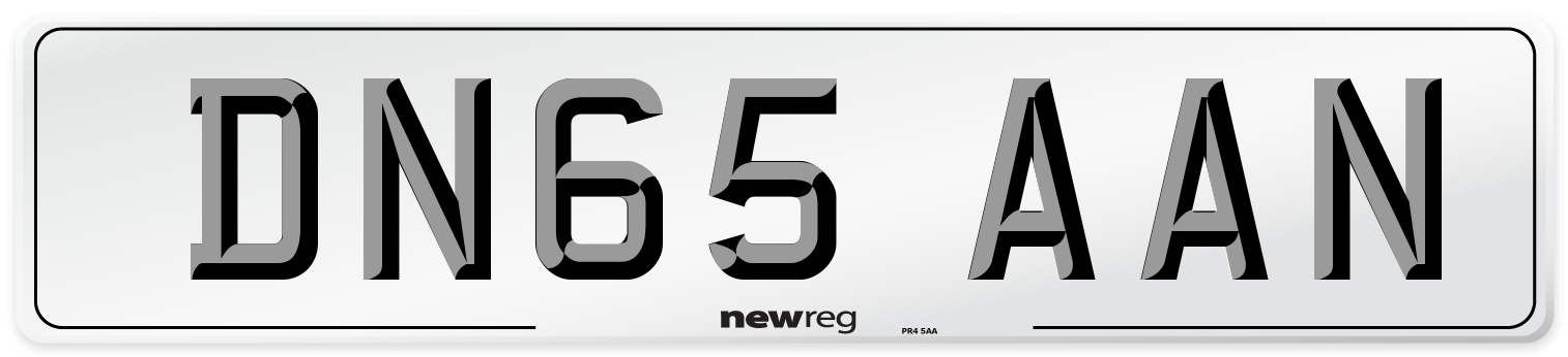 DN65 AAN Number Plate from New Reg